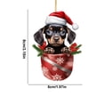 thumbnail image 3 of SLYNSHome 2 Pcs Christmas Dog Hanging Ornament,3.1 Inch Xmas Dog in Tea Cup Pendant with Hat Acrylic Dachshund Figurine for Car Backpacks Tree Door Decoration or as Dog Lover Xmas Gift, 3 of 7