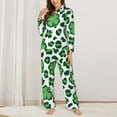thumbnail image 3 of Bingfone Womens Pajama Sets Leopard Print St. Patrick'S Day Print,Long Sleeve Loungewear Pajamas Set-Large, 3 of 9