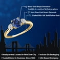 thumbnail image 2 of Gem Stone King 10K Yellow Gold Blue Created Sapphire and Lab Grown Diamond 3-Stone Ring for Women | 1.22 Cttw | Round 6MM | Gemstone September Birthstone | Size 9, 2 of 6
