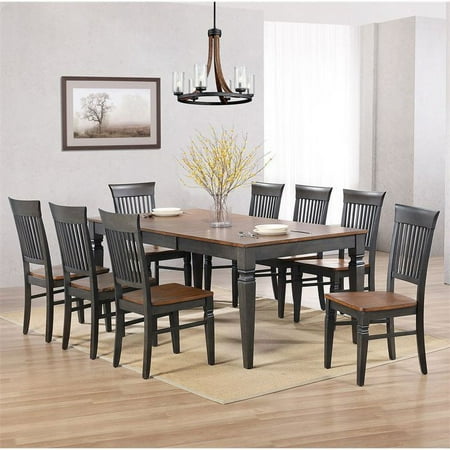 Dakota 9PC 60-78-inch Rectangle Expanding Dining Table Set Brown Gray Solid Wood