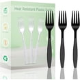 thumbnail image 1 of Plastic Forks 100 Pieces,6.7 Inch Reusable Plastic Forks Black and Robust Cutlery Sets for Birthday Party Barbecue Party Wedding ect, 1 of 6
