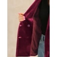 thumbnail image 5 of MODA NOVA Juniors Notched Lapel Button Front Long Sleeve Double Breasted Velvet Blazer L Dark Red, 5 of 6