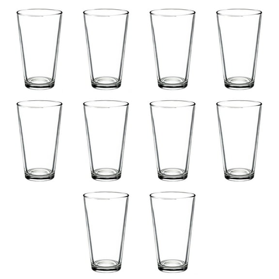 ARC Heavy Duty Beer Pint Glasses 16 oz. Set of 10, Bulk Pack - USA Made, Glassware for Restaurants, Beer, Cocktails, Soda - Clear