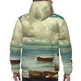 thumbnail image 7 of Balery Serene Coastal Blue Sky Pattern Mens Hoodie Kangaroo Pocket Hoodie Pullover Hooded Sweatshirt Ideal for Daily Wear Travel and Home-4X-Large, 7 of 7