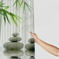 thumbnail image 3 of Creowell Zen Stone Bamboo Shower Curtain Wild Grass Reflection in Water Design Decor Asian Japanese Garden White Background Polyester Fabric Bathroom Décor Curtains Set with Hook White, 3 of 7