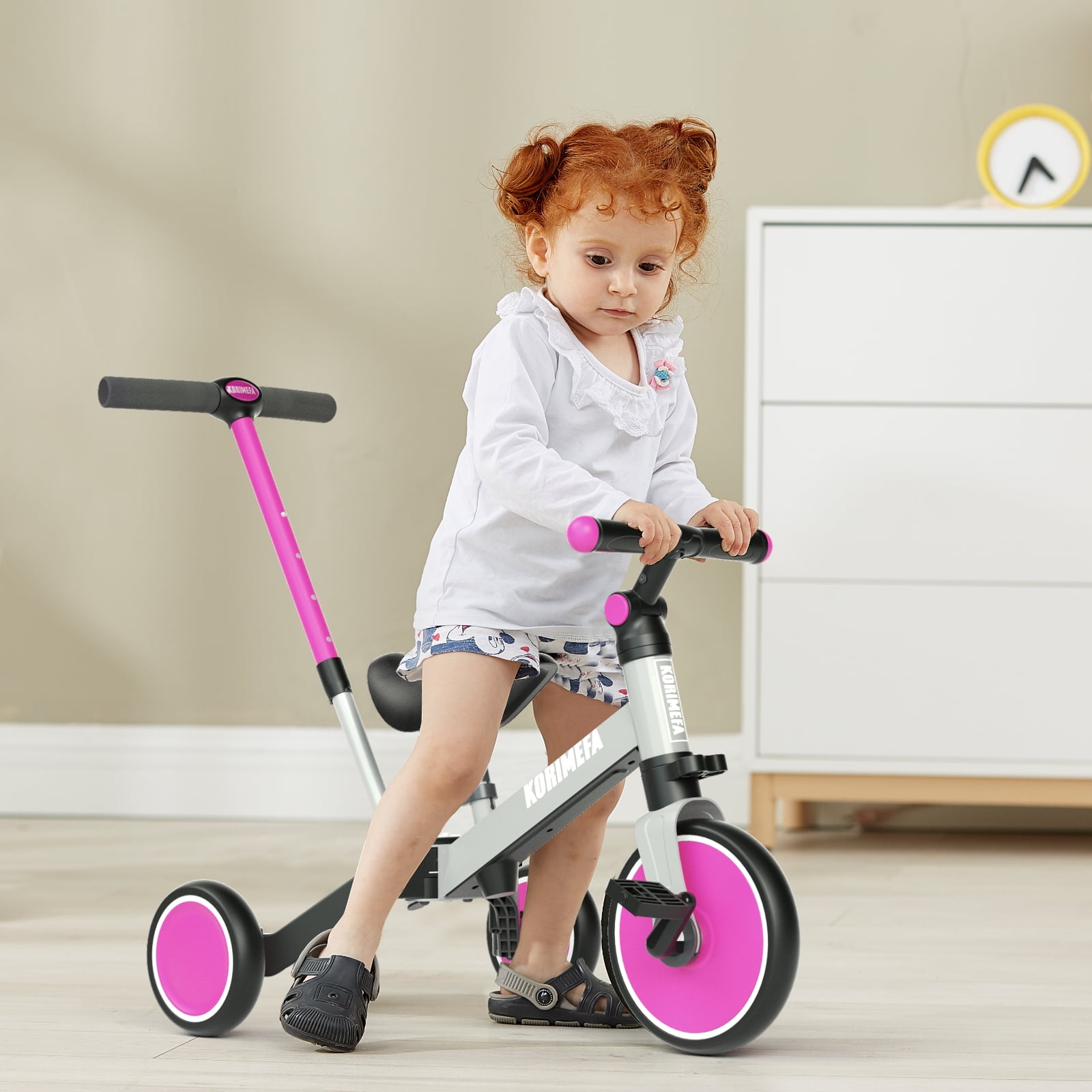 KORIMEFA Toddler Bike with Push Handle, Toddler Tricycle for Age 1 to 3 Years Old Boy Girl, Baby Bike Balance Bike