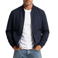 thumbnail image 2 of FRSASU Men's Comfortable Loose Coat Business Casual Stand Collar Zipper Jacket for Casual Outdoor Bike Outerwear Dark Blue, 2 of 5