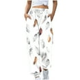 thumbnail image 2 of Qulqfy White Sweatpants Women High Waisted Baggy Wide Leg Workout Drawstring Graphic Running Casual Joggers Women's Fall Pants L, 2 of 5