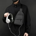 thumbnail image 5 of maho Men's High-end Slim Crossbody Bag Chest Bag With Headphone Port Removable Buckle Side Bag Travel Outdoor Leisure Gray on Clearance, 5 of 6