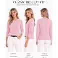 thumbnail image 2 of QUALFORT Women’s Cable Knit Sweater, Crew Neck Lightweight Long Sleeve Pullover, Pink, Size XXL, 2 of 7