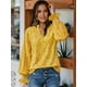 thumbnail image 5 of Blusa de Estilo Bohemio con Cuello en V y Mangas Largas, Estilo Floral, Informal, Holgada, de Verano, con Mangas Abullonadas para Mujer. Amarillo L, 5 of 6