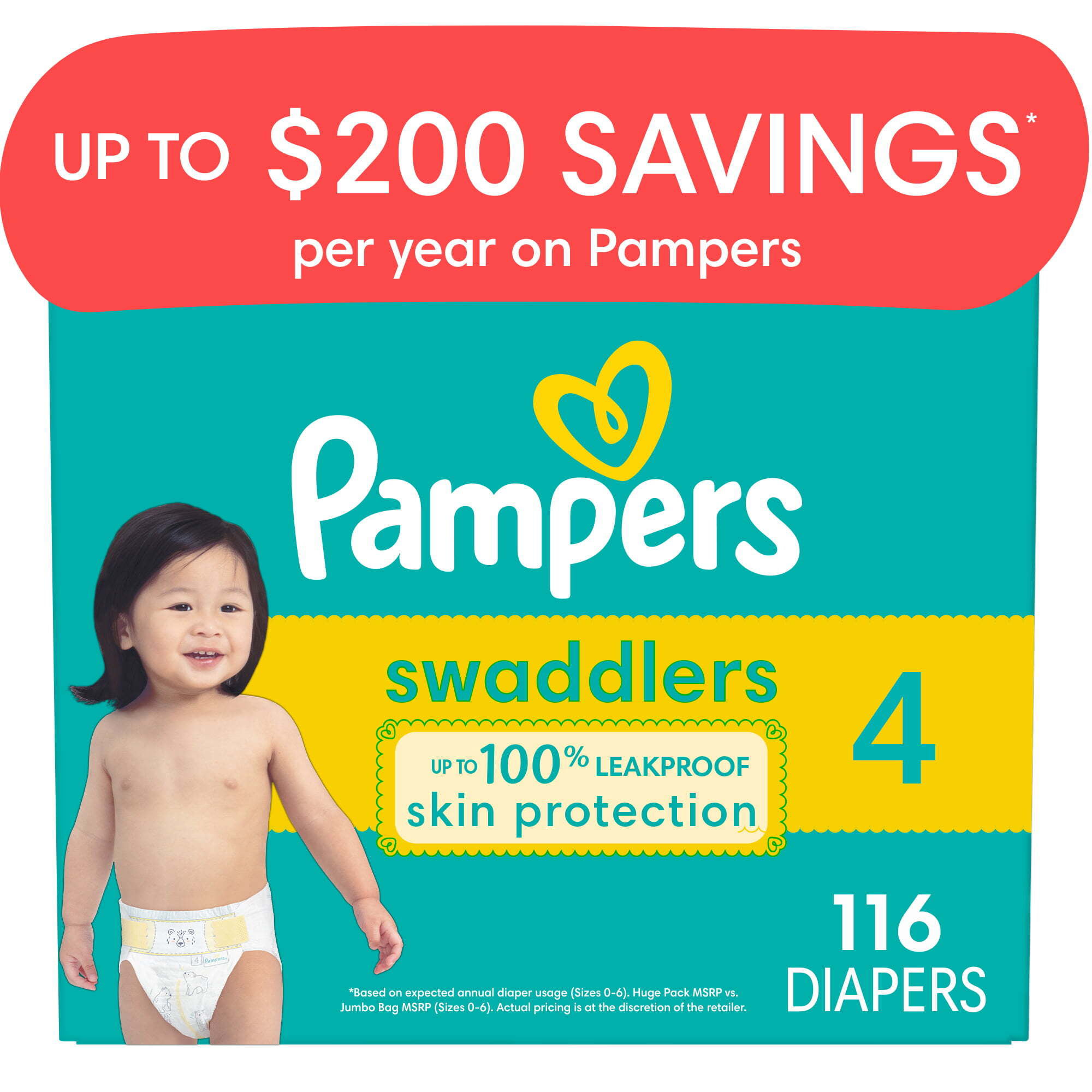 Pampers Swaddlers Diapers - Size 5, One Month Supply (132 Count), Ultra  Soft Disposable Baby Diapers