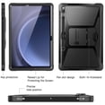 thumbnail image 4 of Case for Samsung Galaxy Tab S9 FE 5G 10.9 Inch/Galaxy Tab S9 11 Inch 2023, Rugged Full Protective Bumper Kickstand Cover Built-in Screen Protector/S Pen Holder, Black, 4 of 7