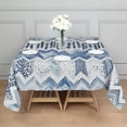 thumbnail image 3 of Blue Chevron Geometric Boho Pattern Square Tablecloth,Waterproof Square Table Cover,Wipeable Spillproof Washable Table Cover for Home Kitchen Party Decor 42"X42"(107x107cm), 3 of 6