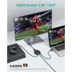 thumbnail image 5 of HDMI Switch 4K, KSRplayer 3 Port Conmutador HDMI 3x1 HDMI Splitter Hub 3 en 1 Salida con Cable Pigtail Compatible con 4K 3D HD 1080P para Xbox PS4 Roku HDTV, 5 of 7