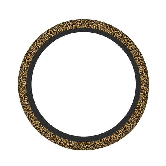 Vsdgher Gold Glitter Leopard Pattern Elastic Car Steering Wheel Cover,Car Wheel Cover Protector Car Accessory for Steering Wheel with a Diameter of 14.5"-15"