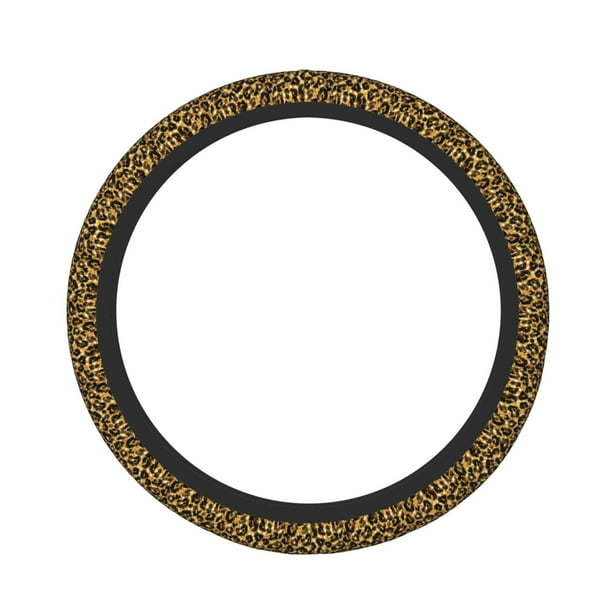 Balery Gold Glitter Leopard Fundas elásticas antideslizantes para volante, funda protectora universal para hombre y mujer, 15 pulgadas, accesorios para coche.