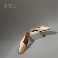 thumbnail image 4 of Zapatos sencillos de diseñador para mujer, zapatillas de verano, sandalias de tacón bajo de cuero suave, sandalias de punta cuadrada, material de piel de oveja, 4 of 4
