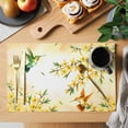 thumbnail image 2 of Watercolor Floral Placemats Set of 6, Yellow Flower Hummingbirds Botanical Spring Placemats for Dining Table, Place Mats for Kitchen Tabletop, Waterproof Wipeable Dining Table Mats Set, 2 of 9
