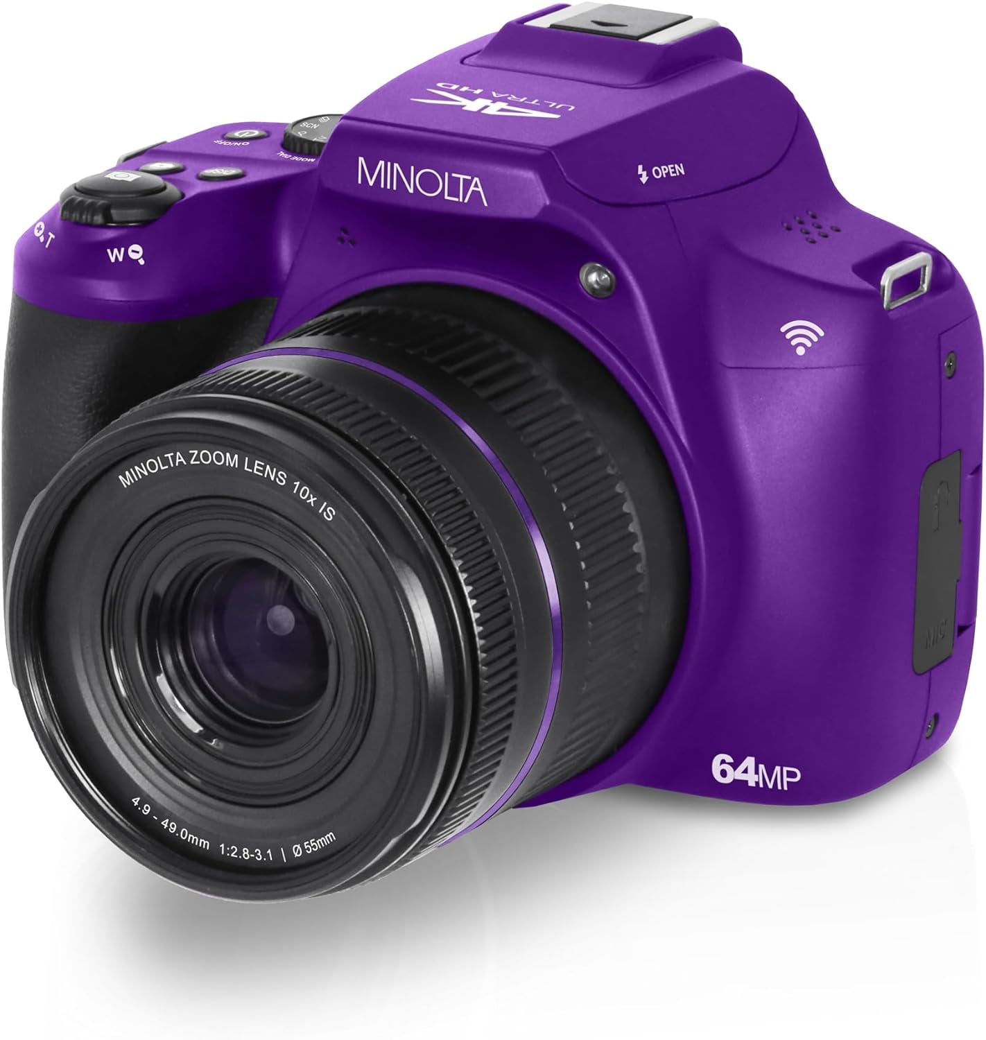 Minolta MNB10Z 64 Megapixel Auto Focus Digital Camera with 10x Optical Zoom, 4K Ultra HD Video Bundle Purple