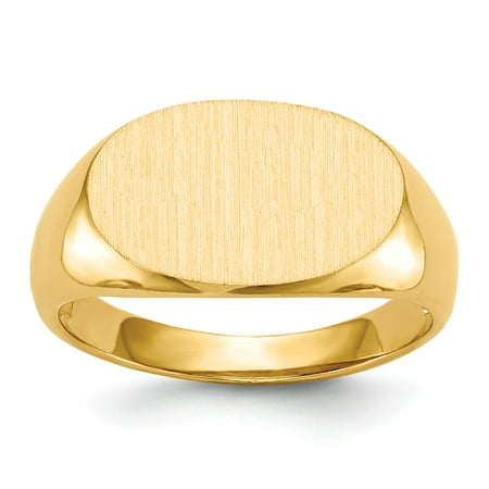 Solid 14k Yellow Gold Men's Engravable Signet Ring (11mm) - Size 8