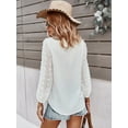 thumbnail image 3 of Womens Chiffon Blouse V Neck Pom Pom Tops Long Sleeve Swiss Dot Shirts, 3 of 3