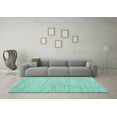thumbnail image 3 of Ahgly Company Machine Washable Indoor Square Abstract Turquoise Blue Contemporary Area Rugs, 7' Square, 3 of 4