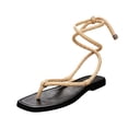 thumbnail image 1 of EliteGoogv Womens Rope Strap Sandals Woven Flat Summer Shoes For Women Casual Lightweight Walking Footwear Beige US:8, 1 of 4