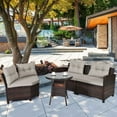 thumbnail image 1 of Costway 4PCS Outdoor Patio Rattan Furniture Set Cushioned Sofa Table, 1 of 10