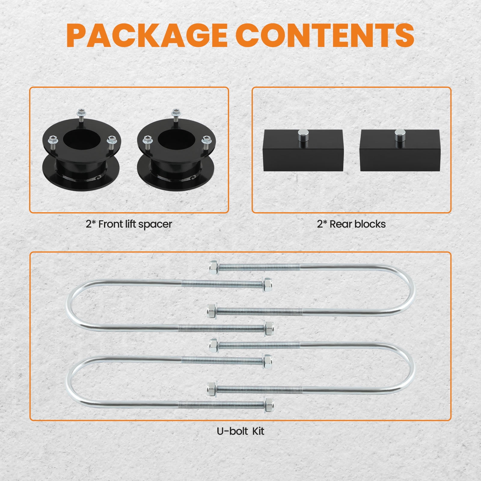 maXpeedingrods 3" Front & 2" Rear Leveling Kit for Dodge Ram 2500 3500 4WD 1994-2013, Suspension Lift w/Extended U-Bolts