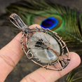 thumbnail image 2 of Natural Black Rutile Gemstone Handmade Copper Wire Wrap Pendant 2.99", 2 of 5