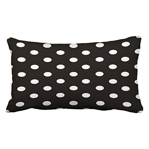 WinHome Decorative Polka Dot Black and White Custom Zippered Bed Pillow ...