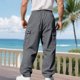 thumbnail image 5 of Ceisia Men's Spring Summer Solid Color Gift Workwear Pants - Straight Leg Tether Waist Zipper Button Pocket Casual Pants, 5 of 9