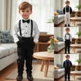 thumbnail image 2 of Tiweut 2 Piece Boy Outfits Long Sleeve Solid T Shirt and Suspenders Pants Kids Gentleman Clothes Suit,2-3 Y, 2 of 7