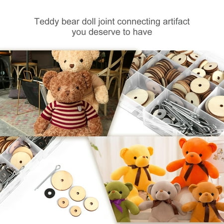 

Etereauty 1 Box of Total 90 Sets Wood Joints Connectors Handmade DIY Bear Doll Joint Bolt Rotatable Wooden Joints