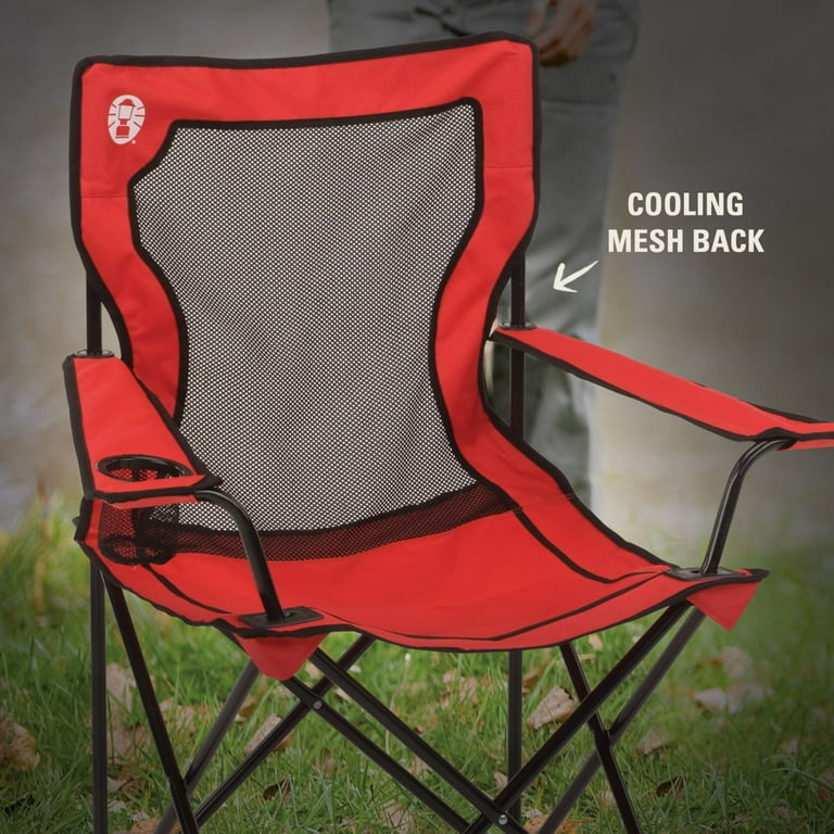 Coleman Broadband Mesh Quad Adult Camping Chair, Red