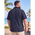 thumbnail image 3 of INSPIRE CHIC Men's Big & Tall Striped Button Down Short Sleeve Summer Shirts 5XL Purple, 3 of 5