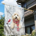 thumbnail image 3 of Playful Goldendoodle Welcomes Winter Snowy Day with Cardinal Bird House Flag 28x40in Double Sided Doodle Dog Lover Gifts Idea Outdoor Decor - 2017, 3 of 5