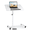 White, variant on Tilting Hospital Bed Table with Wheels, Adjustable Overbed Bedside Table, Rolling Laptop Tray Desk Cart, Height Portable Mobile Sit Stand Table, Black Bed Desk