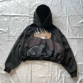 thumbnail image 2 of Sudadera con capucha estilo urbano Y2k para hombre, estilo japonés, harajuku, hip hop, anime, con estampado gráfico, color negro, de gran tamaño, estilo gótico, 2 of 5