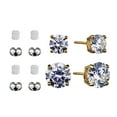thumbnail image 3 of Brilliance Fine Jewelry Women's Simulated Diamond Duo Round Earring Set in Gold Flash Plated Sterling Silver, 3 of 3