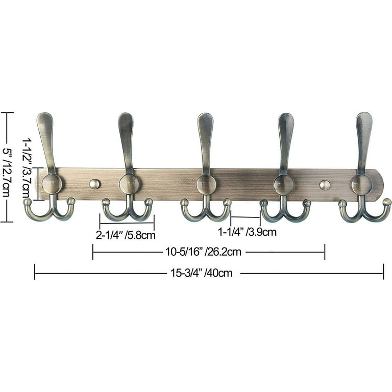 Dseap Coat Rack Wall Mount - 38” Long 10-Tri-Hooks Heavy Duty Coat Hanger  Rail Wall Hooks for Hanging Coats Hats Clothing Clothes Purse Mudroom