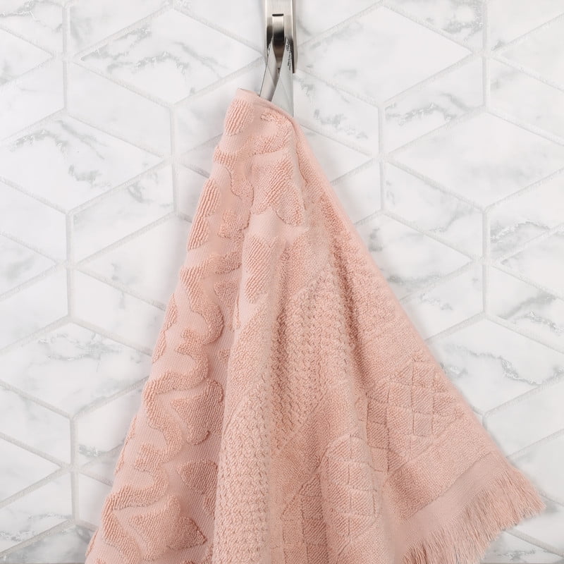 Superior Rolla Geometric Cotton 2 Piece Bath Sheet Set, Quick-Dry Ultra Soft Towels, Pink