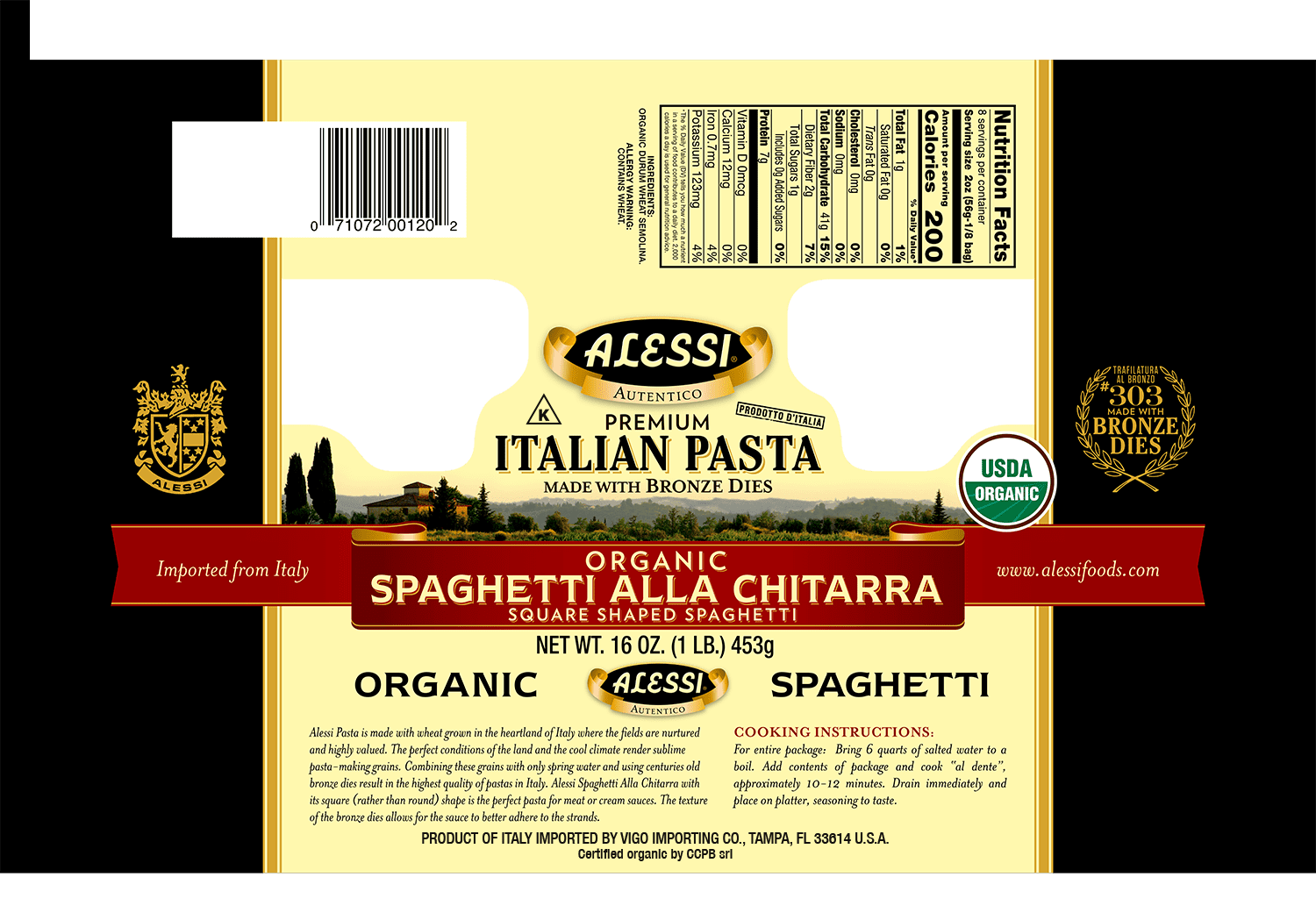Alessi Organic Spaghetti Pasta, 16oz. Shelf-Stable - Walmart.com