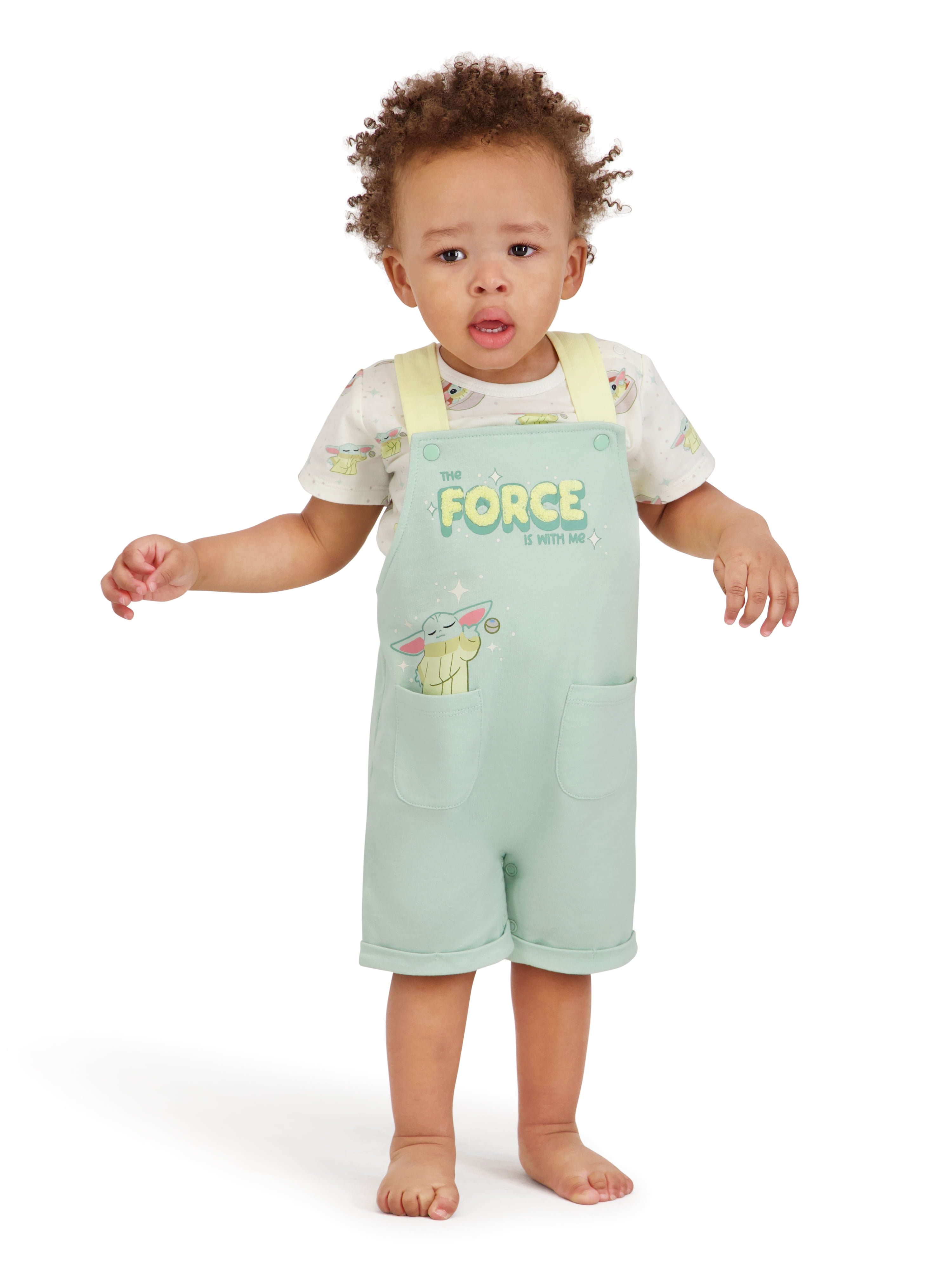 Baby Yoda Baby Boy 2 Piece Shortall Set, Sizes 0-24 Months