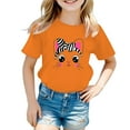 thumbnail image 1 of PMVFHDE Hauts d'Été pour Fille Hauts d'Été pour Filles T-Shirts pour Fille T-Shirts Graphiques Ensembles de Shorts et Hauts pour Filles T-Shirt Graphique à Col Rond à Manches Courtes pour Fille T-Shirt d'Été Orange, 3-4 Ans, 1 of 5