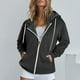 thumbnail image 2 of Sudadera con capucha Naughtyhood para mujer, moderna, con cremallera, cuello en V, blusa con capucha de manga larga, gris oscuro, talla XL, 2 of 6