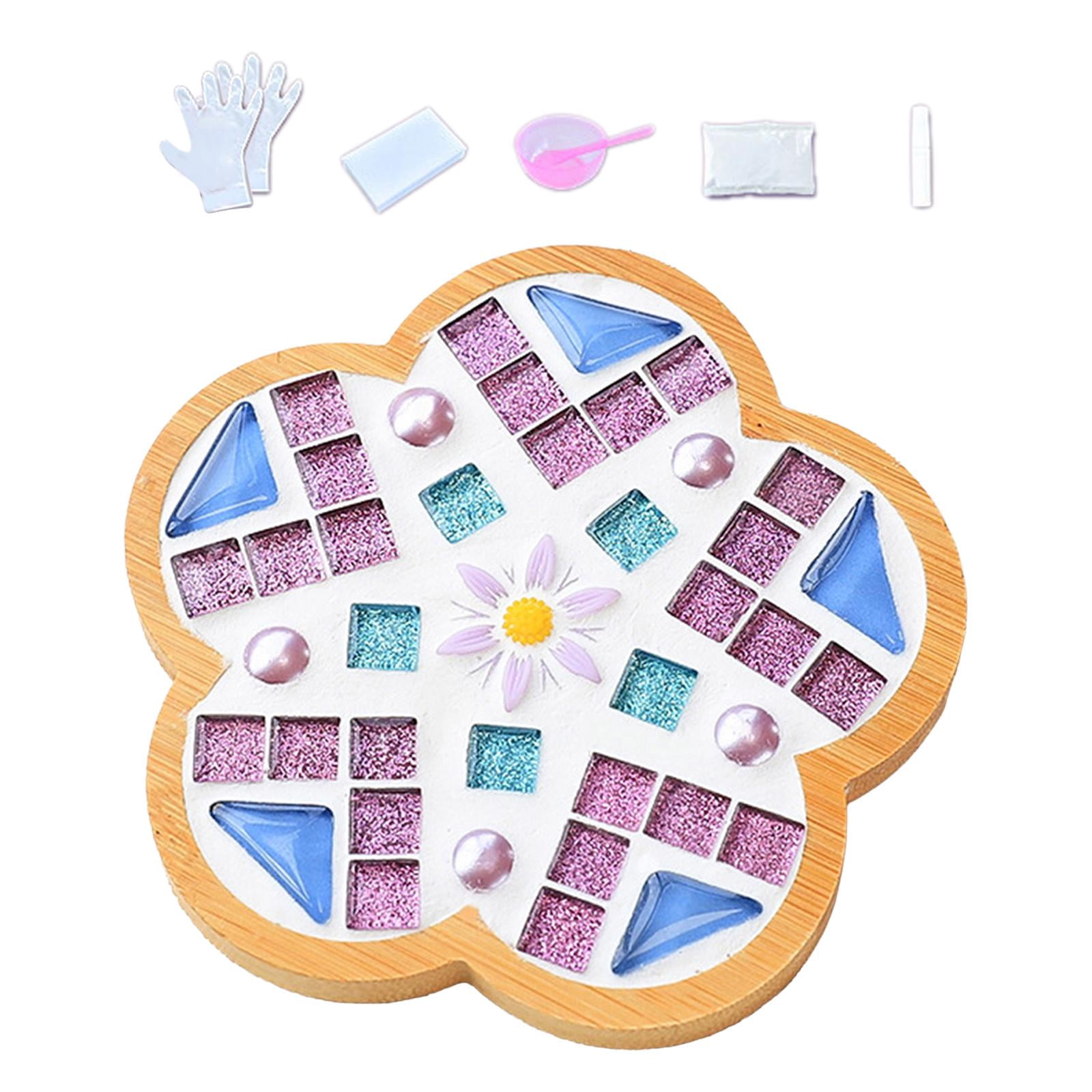 DIY Mosaic Coaster Holiday Gift Place Mat Cup Holder Children's Educational Toys Glass Mosaic Tiles for Home Ornament Dining Table A