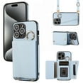 thumbnail image 1 of For Iphone 15 Pro Max Crossbody Ring Wallet Leather Back Cover Phone Case(Blue),iPhone 16 Plus, 1 of 7