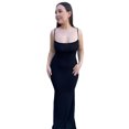 thumbnail image 3 of Vestido Largo ajustado Qarigey Ropa de fiesta Cami Correas Sin mangas Piel multicolor Negro/XXL, 3 of 6